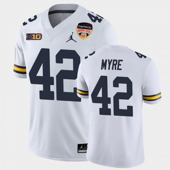 #42 Tate Myre 2021 Orange Bowl Wolverines Game Men\'s White Jersey 869966-428