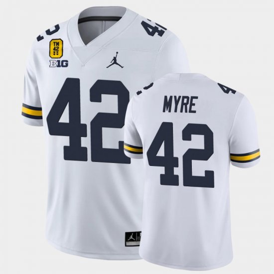 #42 Tate Myre College Football Michigan Wolverines TM 42 Game Men\'s White Jersey 782708-661