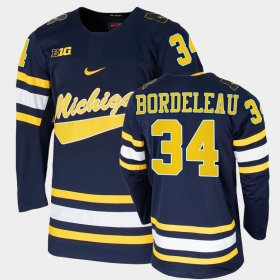 #34 Thomas Bordeleau College Hockey Wolverines Replica Men's Navy Jersey 486526-359