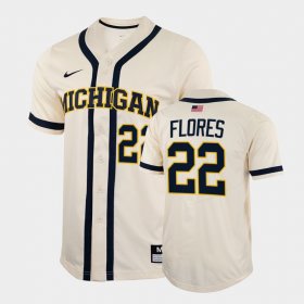 #22 Tito Flores College Baseball Wolverines 2022 Full-Button Men's White Jersey 958948-495 #22 Tito Flores College Baseball Wolverines 2022 Full-Button Men's White Jersey 958948-495