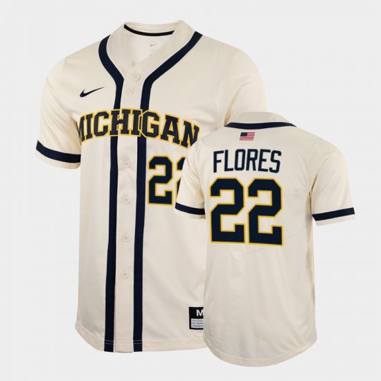 #22 Tito Flores College Baseball Wolverines 2022 Full-Button Men\'s White Jersey 958948-495