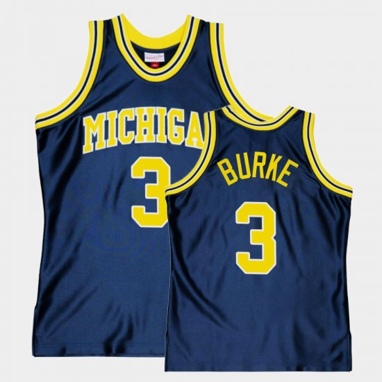 #3 Trey Burke Throwback Michigan Alumni Basketball Men Navy Jersey 458841-125