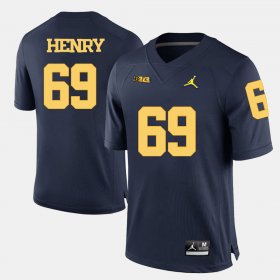 #69 Willie Henry College Football Michigan Men's Navy Blue Jersey 147694-656