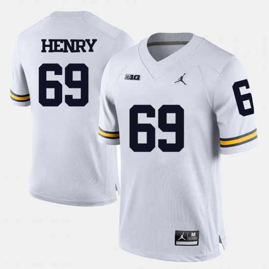 #69 Willie Henry College Football University of Michigan Mens White Jersey 946960-933