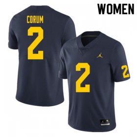 #2 Blake Corum College Football University of Michigan Women's Navy Jersey 651769-859