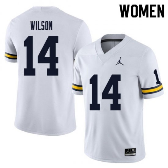 #14 Roman Wilson College Football University of Michigan Women White Jersey 459528-715