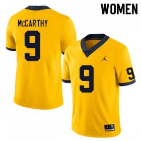 #9 J.J. McCarthy College Football Wolverines Womens Yellow Jersey 968064-608