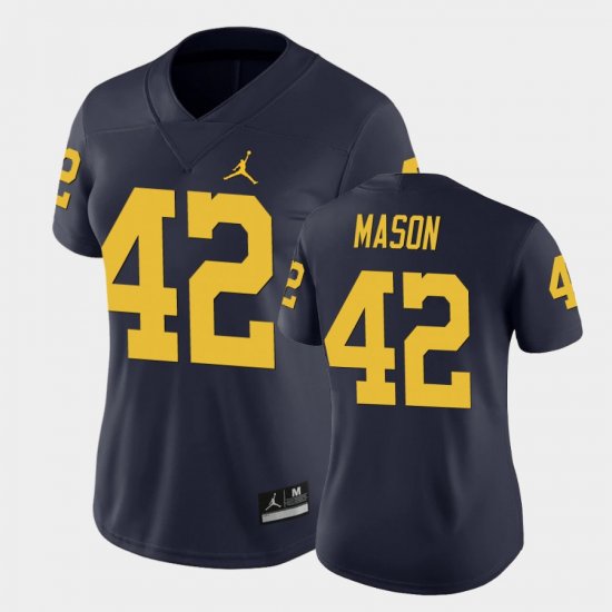 #42 Ben Mason Game Wolverines College Football Women\'s Navy Jersey 712738-567