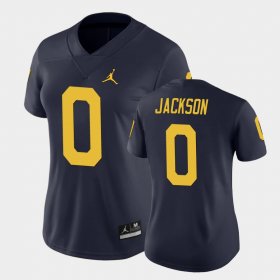 #0 Giles Jackson Game Michigan College Football Women Navy Jersey 585318-839