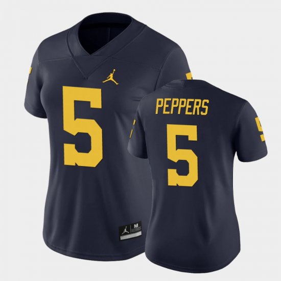 #5 Jabrill Peppers Game Michigan College Football Women Navy Jersey 436032-427