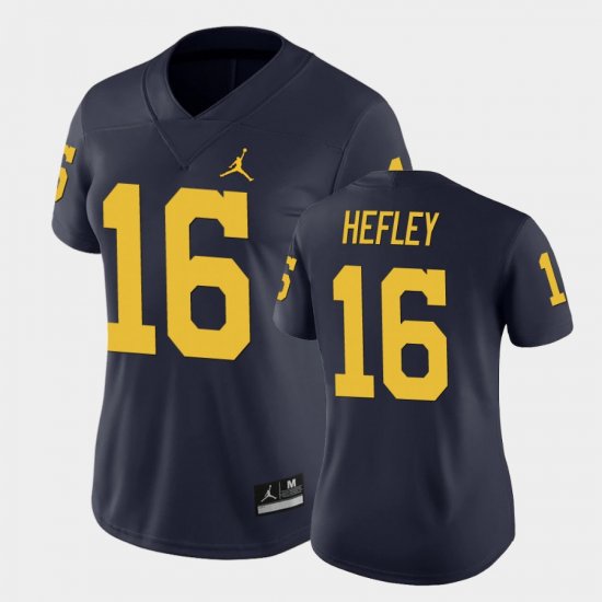 #16 Ren Hefley Game Wolverines College Football Womens Navy Jersey 927879-149