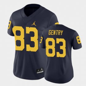 #83 Zach Gentry Game Michigan College Football Women Navy Jersey 847870-543