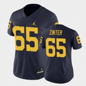 #65 Zak Zinter Game Michigan College Football Women Navy Jersey 209272-531