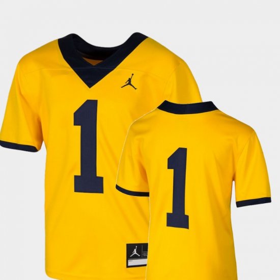 #1 College Football Michigan Team Replica Youth Maize Jersey 840924-837