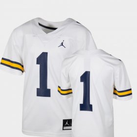 #1 College Football Wolverines Team Replica Youth White Jersey 435134-598