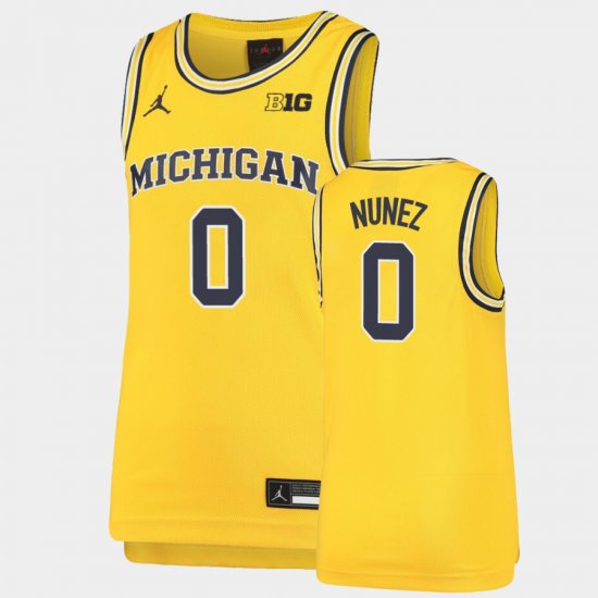 #0 Adrien Nunez Replica Michigan Wolverines Basketball Youth Maize Jersey 234999-592