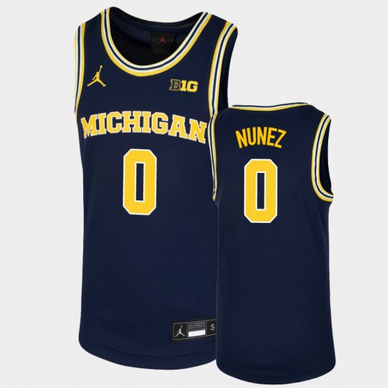 #0 Adrien Nunez Replica Wolverines Basketball Youth Navy Jersey 322573-637