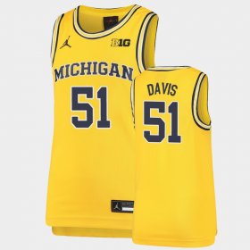 #51 Austin Davis Replica Michigan Wolverines Basketball Youth Maize Jersey 214024-963