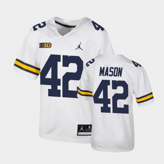 #42 Ben Mason Untouchable Michigan Football Youth White Jersey 716571-919