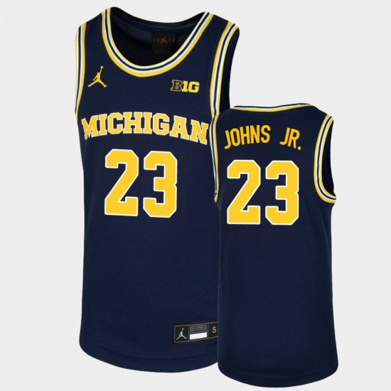 #23 Brandon Johns Jr. Replica Wolverines Basketball Youth Navy Jersey 793437-678