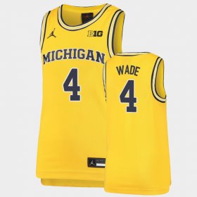 #4 Brandon Wade Replica Michigan Basketball Youth Maize Jersey 502947-261