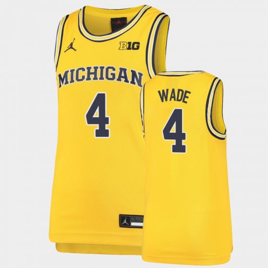 #4 Brandon Wade Replica Michigan Basketball Youth Maize Jersey 502947-261