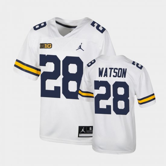 #28 Brandon Watson Untouchable University of Michigan Football Youth White Jersey 474415-546