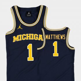 #1 Charles Matthews Replica Michigan College Basketball Youth Navy Jersey 433165-394