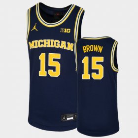 #15 Chaundee Brown Replica Michigan Wolverines Basketball Youth Navy Jersey 173053-874