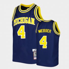 #4 Chris Webber Replica Michigan Youth Navy Jersey 557082-441