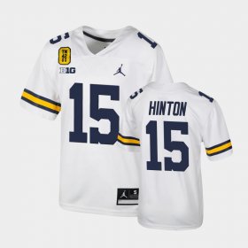 #15 Christopher Hinton College Football University of Michigan TM 42 Football Youth White Jersey 419975-880