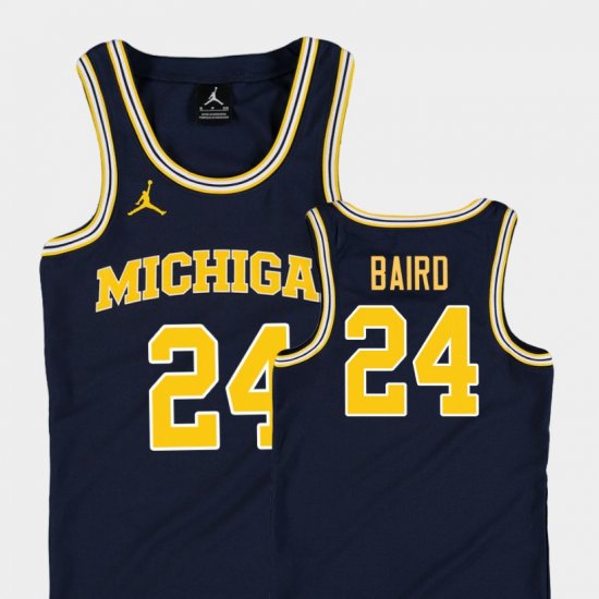 #24 C.J. Baird Replica Michigan College Basketball Youth Navy Jersey 882543-809