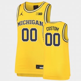 #00 Custom Replica Michigan Basketball Youth Maize Jersey 985786-653 #00 Custom Replica Michigan Basketball Youth Maize Jersey 985786-653