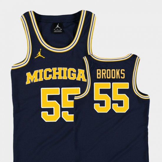 #55 Eli Brooks Replica Wolverines College Basketball Youth Navy Jersey 525765-216