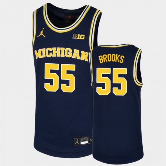 #55 Eli Brooks Replica Michigan Wolverines Basketball Youth Navy Jersey 127104-870