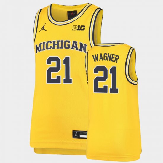 #21 Franz Wagner Replica University of Michigan Basketball Youth Maize Jersey 823230-766