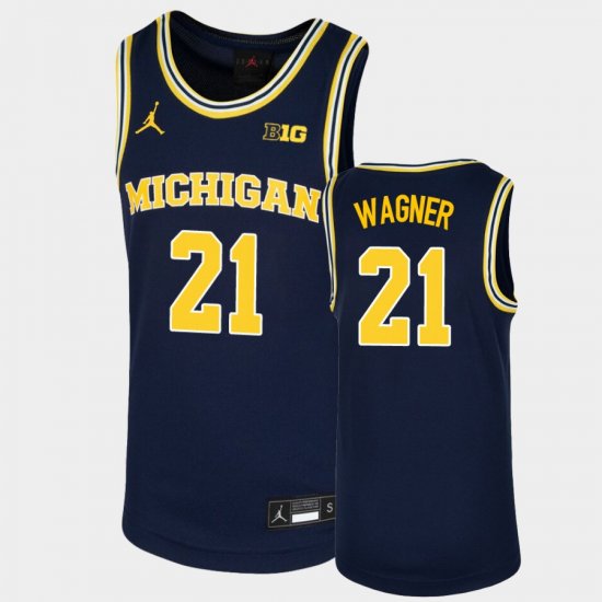 #21 Franz Wagner Replica Wolverines Basketball Youth Navy Jersey 682613-700