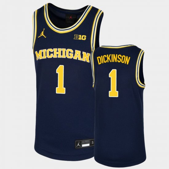 #1 Hunter Dickinson Replica University of Michigan Basketball Youth Navy Jersey 946666-961