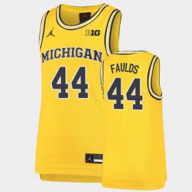 #44 Jaron Faulds Replica Michigan Basketball Youth Maize Jersey 763549-570