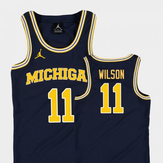 #11 Luke Wilson Replica Michigan Wolverines College Basketball Youth Navy Jersey 720231-821