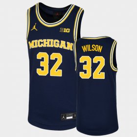 #32 Luke Wilson Replica University of Michigan Basketball Youth Navy Jersey 775654-632