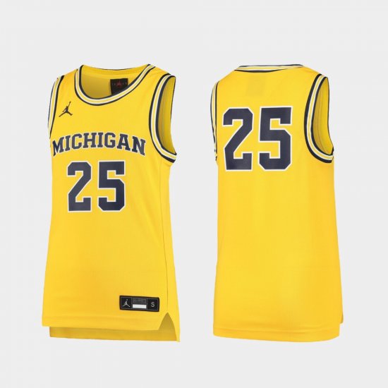 #25 Replica University of Michigan Basketball Youth Maize Jersey 400523-496