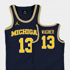 #13 Moritz Wagner Replica Michigan Wolverines College Basketball Youth Navy Jersey 353452-171