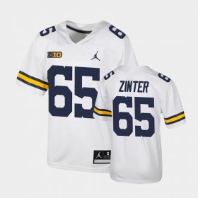 #65 Zak Zinter Untouchable University of Michigan Football Youth White Jersey 290291-300