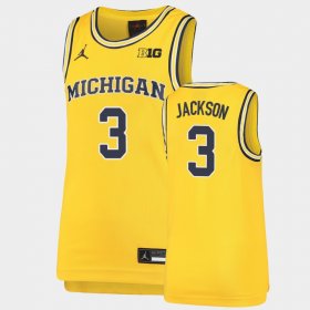 #3 Zeb Jackson Replica Michigan Wolverines Basketball Youth Maize Jersey 992946-810