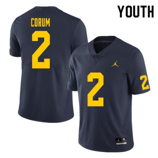 #2 Blake Corum College Football Wolverines Youth Navy Jersey 937738-596