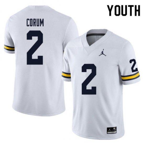 #2 Blake Corum College Football University of Michigan Youth White Jersey 317248-414