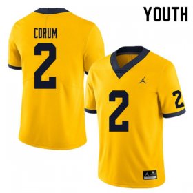 #2 Blake Corum College Football Michigan Youth Yellow Jersey 597627-655