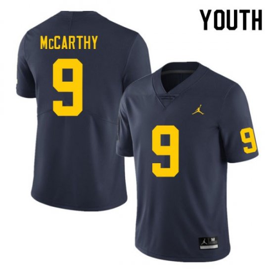 #9 J.J. McCarthy College Football Michigan Wolverines Youth Navy Jersey 264801-589