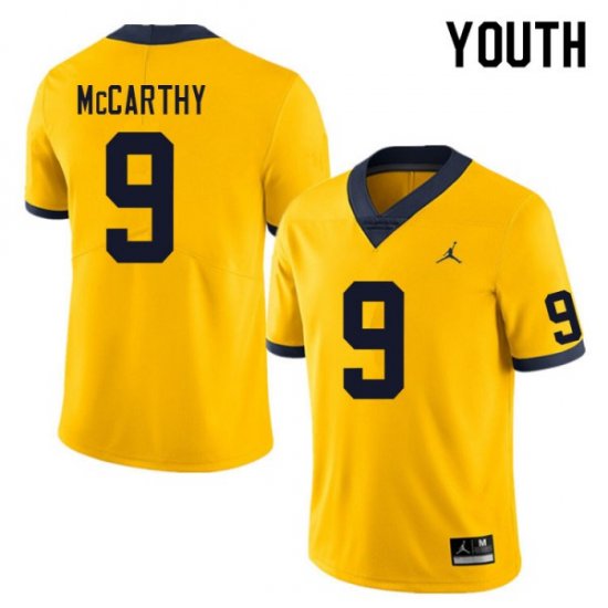 #9 J.J. McCarthy College Football Wolverines Youth Yellow Jersey 397670-292